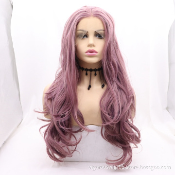 Vigorous mono long premium high quality straight wholesale black women synthetic hair wigs with lace fro